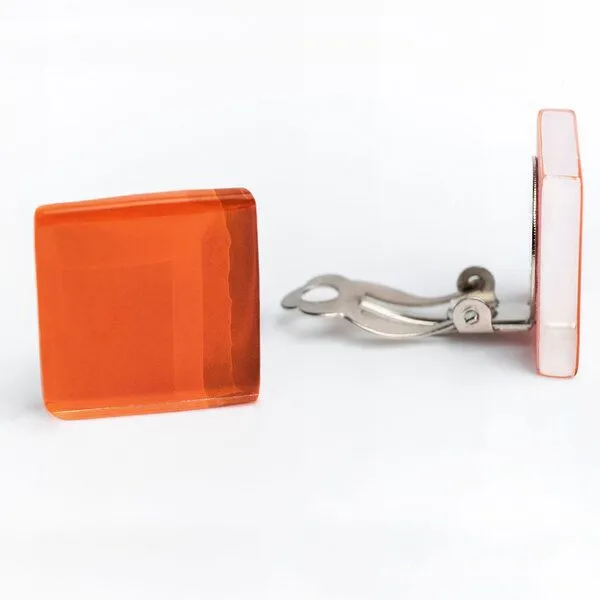 ALEXASCHA ALEXASCHA Auffällige Statement Ohrclips aus Glas | PUREFORM, Orange, – Produktbild 2 von 4