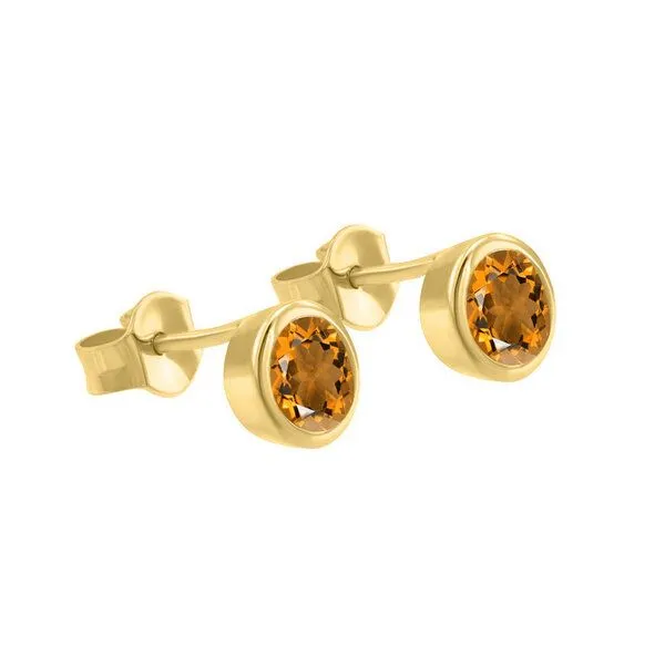 Eppi Eppi Silberne Ohrstecker mit Citrinen in Bezelfassung Wetty, Gold, – Produktbild 3 von 4