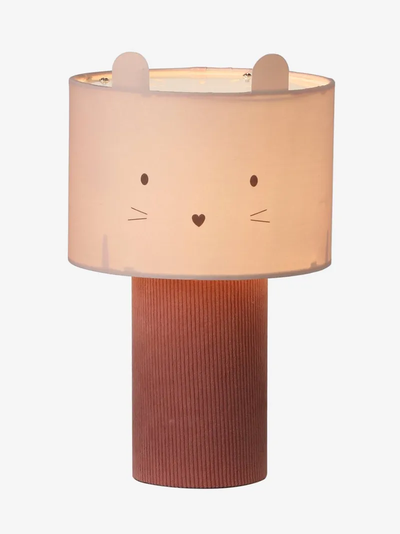 Vertbaudet Nachttischlampe mit Mauskopf & Samt-Fuß LANDHAUS Kinderzimmer, Rosa, – Produktbild 3 von 3