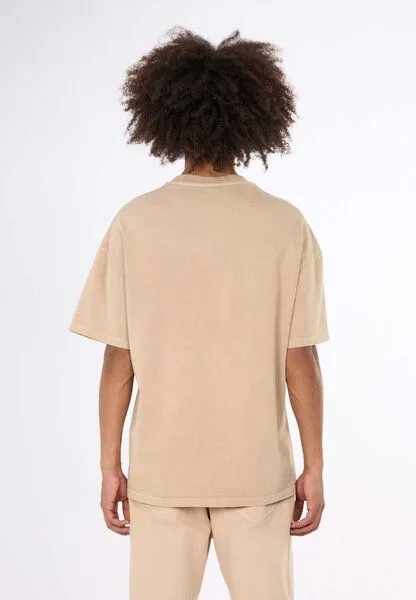 KnowledgeCotton Apparel KnowledgeCotton Apparel NUANCE BY NATURE loose T-Shirt, Safari (beige), – Produktbild 1 von 4