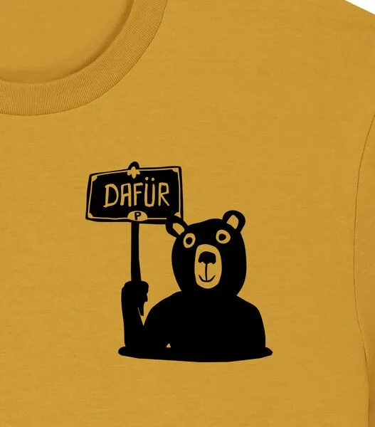päfjes päfjes Der Bär ist DAFÜR! Du auch? - Fair Wear Männer Unisex Bio T-Shirt Siebdruck, Gelb (ochre), – Produktbild 3 von 3