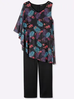 sheego Jumpsuit schwarz-erdbeere-bedruckt – Produktbild 1 von 1