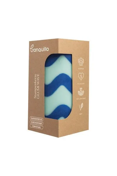 Tranquillo Tranquillo Stumpenkerze GLUMI WAVE, Wax040-blue, – Produktbild 4 von 4