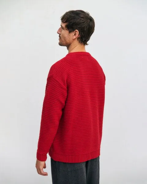 Rotholz Rotholz Gerippter Strickpullover Bio Baumwolle, Rot, – Produktbild 7 von 8