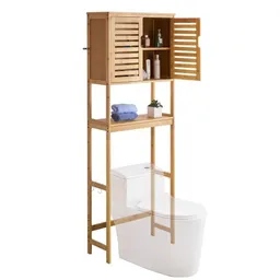 Vevor Vevor Toilettenschrank Badezimmerschrank mit Doppeltür & verstellbarem Regal, platzsparender 3-stöckiger Badschrank über der Toilette mit offenem Regal, 65x27x175 cm Aufbewahrungsschrank Natur – Produktbild 1 von 1
