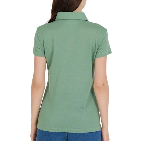 Woolona Woolona Merino Casual Damen Polo-Shirt - 100% Merinowolle, Grün, – Produktbild 3 von 3