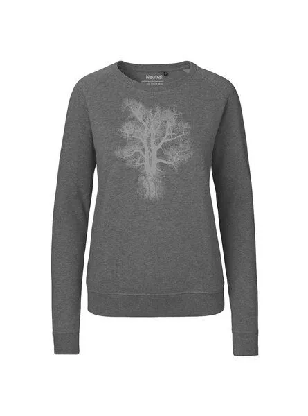 Peaces.bio - handbedruckte Biomode Peaces.bio - handbedruckte Biomode Bio Damen-Sweatshirt Chestnut, Dunkelgrau, – Produktbild 1 von 1
