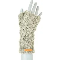 short'n'pietz short'n'pietz Schurwollhandstulpen mit Rautenzopfstrickmuster, handgestrickt – Produktbild 1 von 1