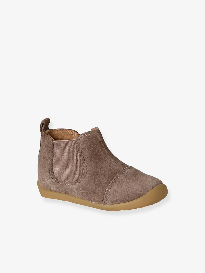 Vertbaudet Vertbaudet Baby Lederboots mit großzügiger Zehenbox, Beige, – Produktbild 1 von 4