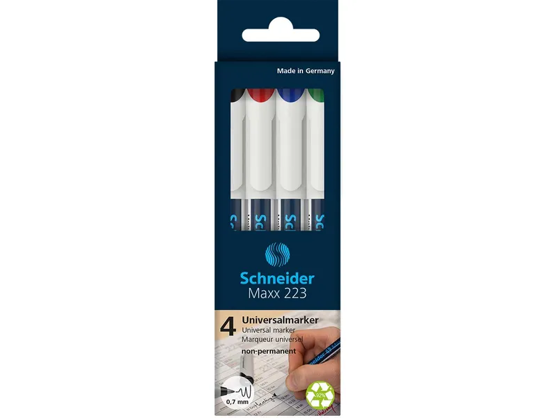 Schneider Schneider 4er-Set Universalmarker "Maxx 223 F", farbig sortiert – Produktbild 1 von 2