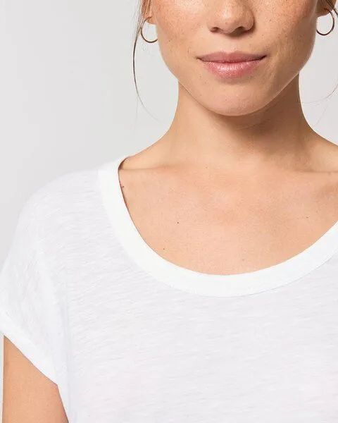 YTWOO YTWOO Leichtes Damen T-Shirt in Slub Optik mit gerollten Ärmeln, Weiß, – Produktbild 2 von 4