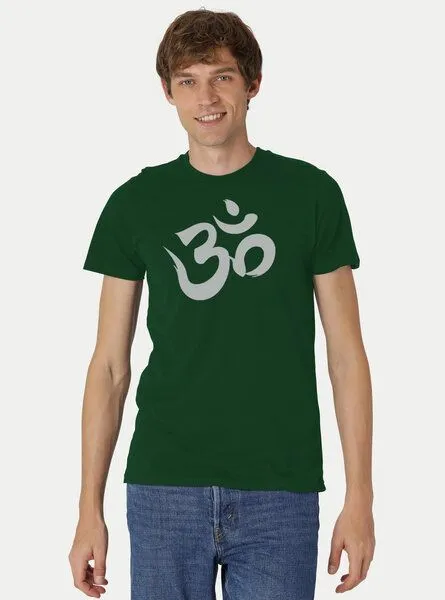 Peaces.bio - handbedruckte Biomode Peaces.bio - handbedruckte Biomode Fit T-Shirt "Om" Herren, Flaschengrün, – Produktbild 2 von 3