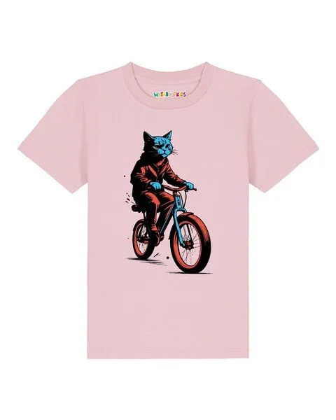 watabout.kids watabout.kids T-Shirt Kinder Katze auf Fahrrad, Cotton pink, – Produktbild 1 von 2
