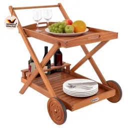 Casaria® Servierwagen mit Rollen Akazienholz FSC®-zertifiziert – Produktbild 1 von 1