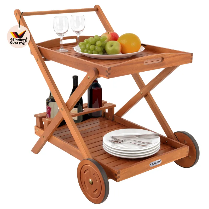 Casaria® Servierwagen mit Rollen Akazienholz FSC®-zertifiziert, Braun, – Produktbild 1 von 2