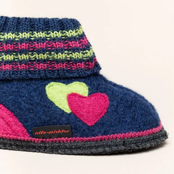 Kitz-Pichler Kitz-Pichler Hüttenschuhe Kauns Doppelherz, Dunkel-blau, – Produktbild 4 von 4