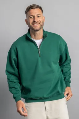 DIRTS DIRTS Herren vegan Pullover Quarter Zip Oversized Court Grün – Produktbild 1 von 1