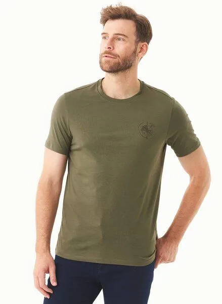 ORGANICATION ORGANICATION T-Shirt aus Bio-Baumwolle mit Kompass-Print, Grün(military olive), – Produktbild 1 von 4