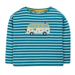 Frugi Frugi Langarm-Shirt Camper in blau-weiss gestreift Tori Boxy Top – Produktbild 1 von 1