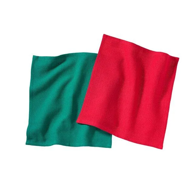 weltPartner weltPartner 2er-Set Spültücher aus Bio-Baumwolle, 30x30 cm, Rot-grün, – Produktbild 1 von 2