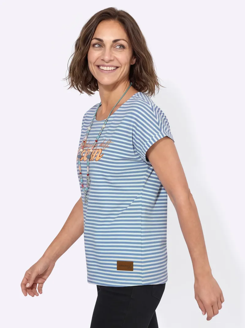 Witt Ringelshirt mittelblau-ecru-geringelt, Mittelblau-ecru-geringelt, – Produktbild 2 von 2