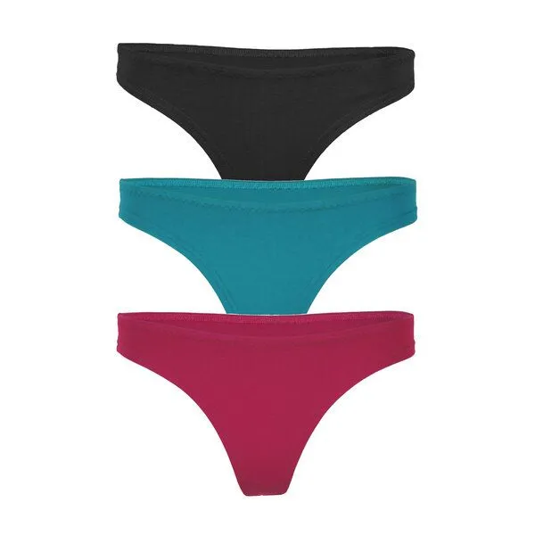 Frija Omina Frija Omina 3er Set Bio-String Pur uni, Schwarz-petrol-beere, – Produktbild 1 von 3