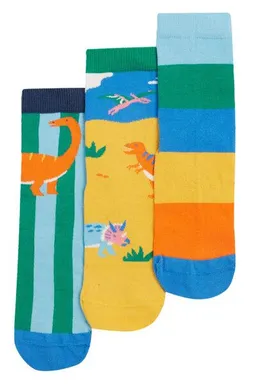 Frugi Frugi Kindersocken in Dreierpack mit Dinosaurus – Produktbild 1 von 1