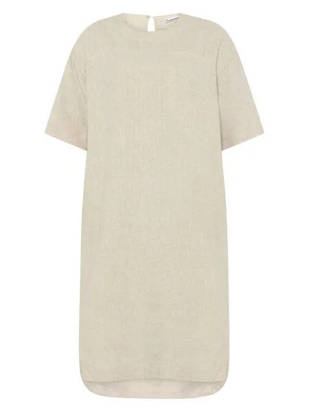 KnowledgeCotton Apparel KnowledgeCotton Apparel T-Shirt-Kleid aus Bio-Leinen, Beige-yarndyed-light-feather-gray, – Produktbild 1 von 2