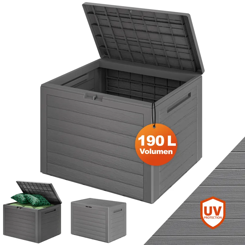 Casaria® Auflagenbox Lille Grau 190L, Grau, – Produktbild 2 von 2