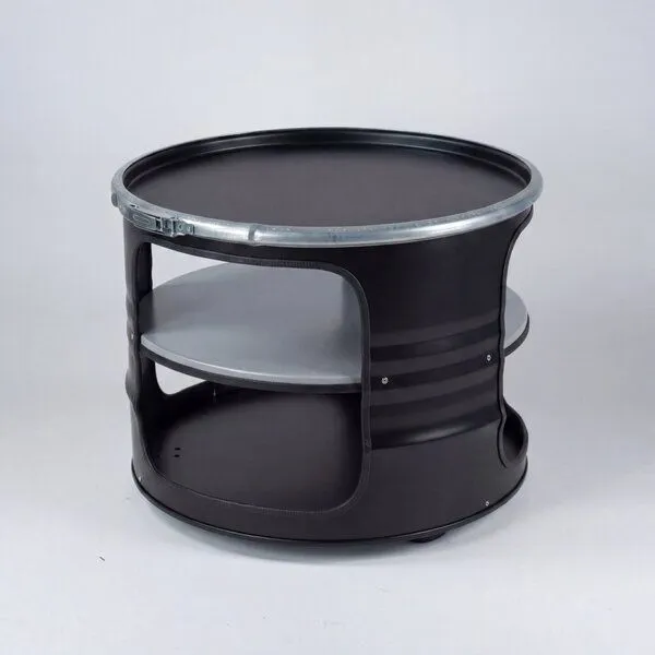 Lockengelöt Lockengelöt Bob Couchtisch aus einem Hamburger Ölfass, Schwarz (gepulvert), – Produktbild 5 von 6