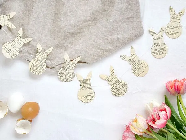 renna deluxe renna deluxe Osterhasen Girlande aus Papier, Osterdeko handgefertigt, Beige, – Produktbild 3 von 3