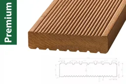 woodstore24 woodstore24 Bangkirai Premium KD, einseitig grob profiliert / einseitig fein geriffelt 35 x 145 mm - Länge: 3,36 m - Sichtseite fein geriffelt – Produktbild 1 von 1