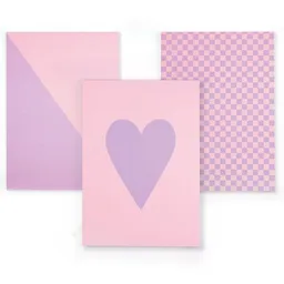 Bow & Hummingbird Bow & Hummingbird Notizblock-Set Herz/Karo/Diagonal - 3er Set in A6 aus Recyclingpapier – Produktbild 1 von 1