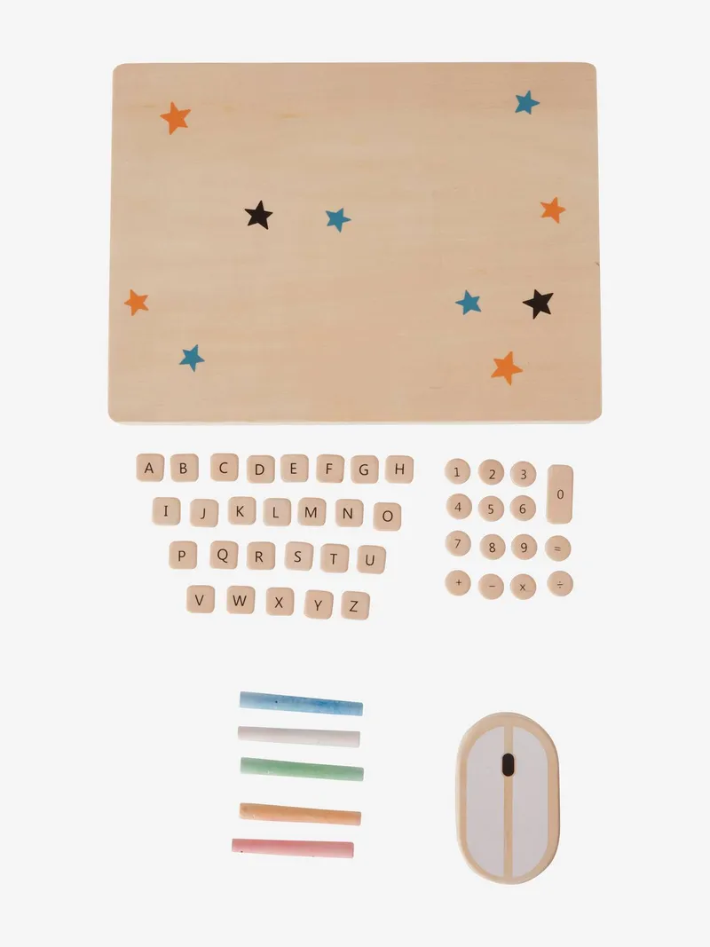 Vertbaudet Vertbaudet Spiel-Laptop aus Holz FSC®, Schwarz/braun, – Produktbild 3 von 4