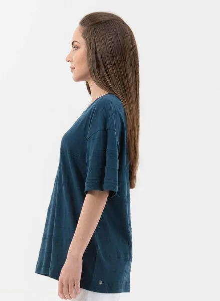 ORGANICATION ORGANICATION T-Shirt aus Bio-Baumwolle mit halblangen Ärmeln, Navy, – Produktbild 3 von 4