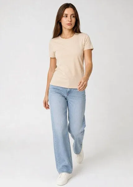 COREBASE COREBASE Damen TShirt "Classic Fit" aus 100% Baumwolle, Sand (gelb), – Produktbild 3 von 5