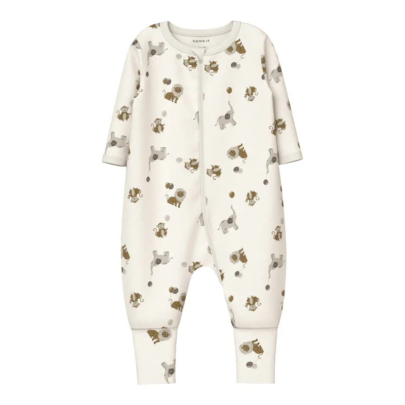 name it Name It 2er-Pack Schlafoveralls mit Klappfuß Tiere, Beige | natur, – Produktbild 1 von 1