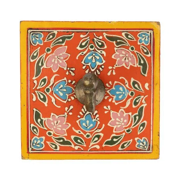 El Puente El Puente Garderobenhaken aus Holz mit Mandala, Orange, – Produktbild 1 von 1