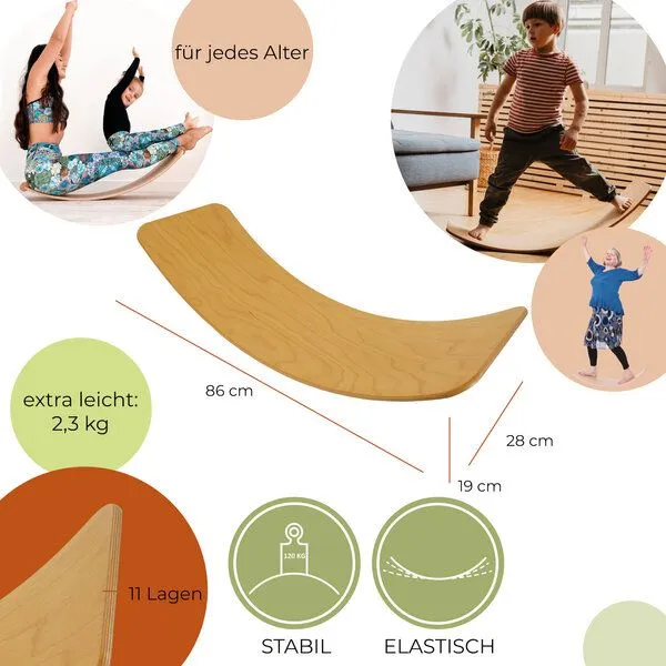 TicToys TicToys – „das.Brett“ Fitness- & Balance-Board mit Kork (Buchenholz), Mint&kork, – Produktbild 4 von 4