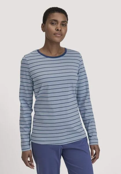 hessnatur hessnatur Langarm-Schlafshirt aus reiner Bio-Baumwolle, Helles jeansblau, – Produktbild 1 von 4