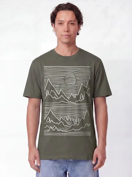 watapparel watapparel T-Shirt Unisex Mountains, Khaki, – Produktbild 2 von 2