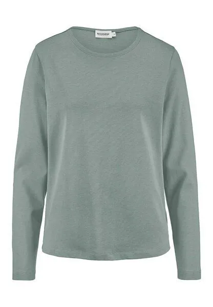 hessnatur hessnatur Langarmshirt aus reiner Bio-Baumwolle, Mattgrün, – Produktbild 3 von 4