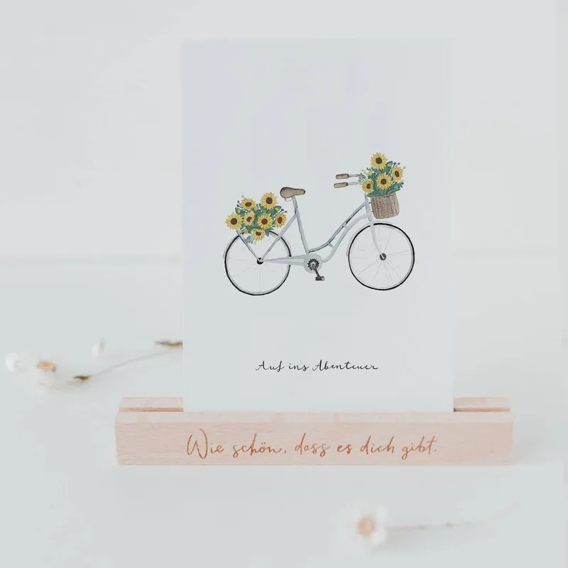 Eulenschnitt Eulenschnitt Postkarte Blumenfahrrad – Produktbild 1 von 1