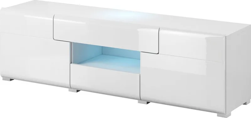 OTTO home Lowboard Toledo,Breite 159cm, trendige TV-Schrank mit dekorative Fräsungen, TV-Board ohne Beleuchtung, TV-Kommode mit viel Stauraum, Weiß, – Produktbild 7 von 8