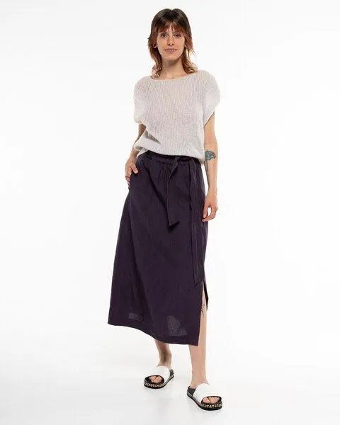 Alma & Lovis Alma & Lovis Legerer Maxirock aus reinem Leinen | Leinen Maxi Rock, Blackberry (dunkellila), – Produktbild 2 von 3