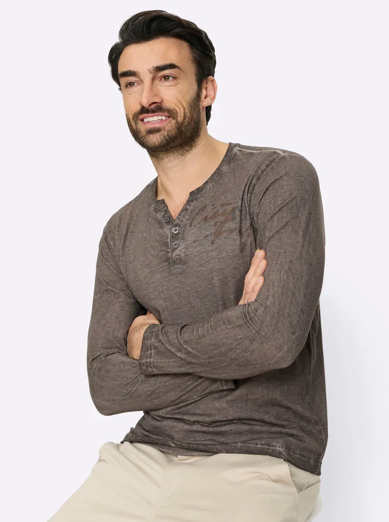 marco donati Langarmshirt dunkeltaupe, Dunkeltaupe, – Produktbild 2 von 2