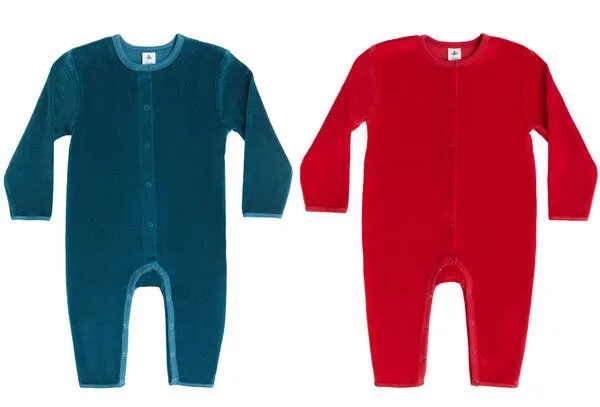 Leela Cotton Leela Cotton Baby Strampler Set, Donaublau/ziegelrot, – Produktbild 1 von 1