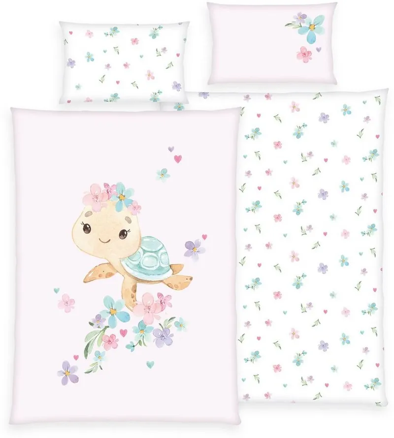 Baby Best Baby Best Babybettwäsche Little Turtle, Renforcé, 2 teilig, mit liebevollem Motiv, Bunt, – Produktbild 1 von 3