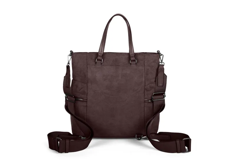 Cas8 Umhängetasche RIKE 33710 von Cas8 mit Rucksackfunktion aus weichem, veganem Suede, Braun, – Produktbild 3 von 3