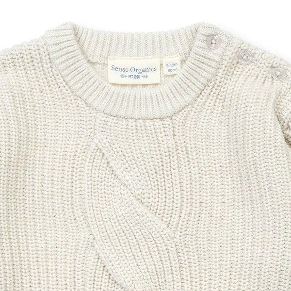Sense Organics Sense Organics Baby Strickpullover in Cremeweiß Melange, Modell INOO, Rose, – Produktbild 2 von 3